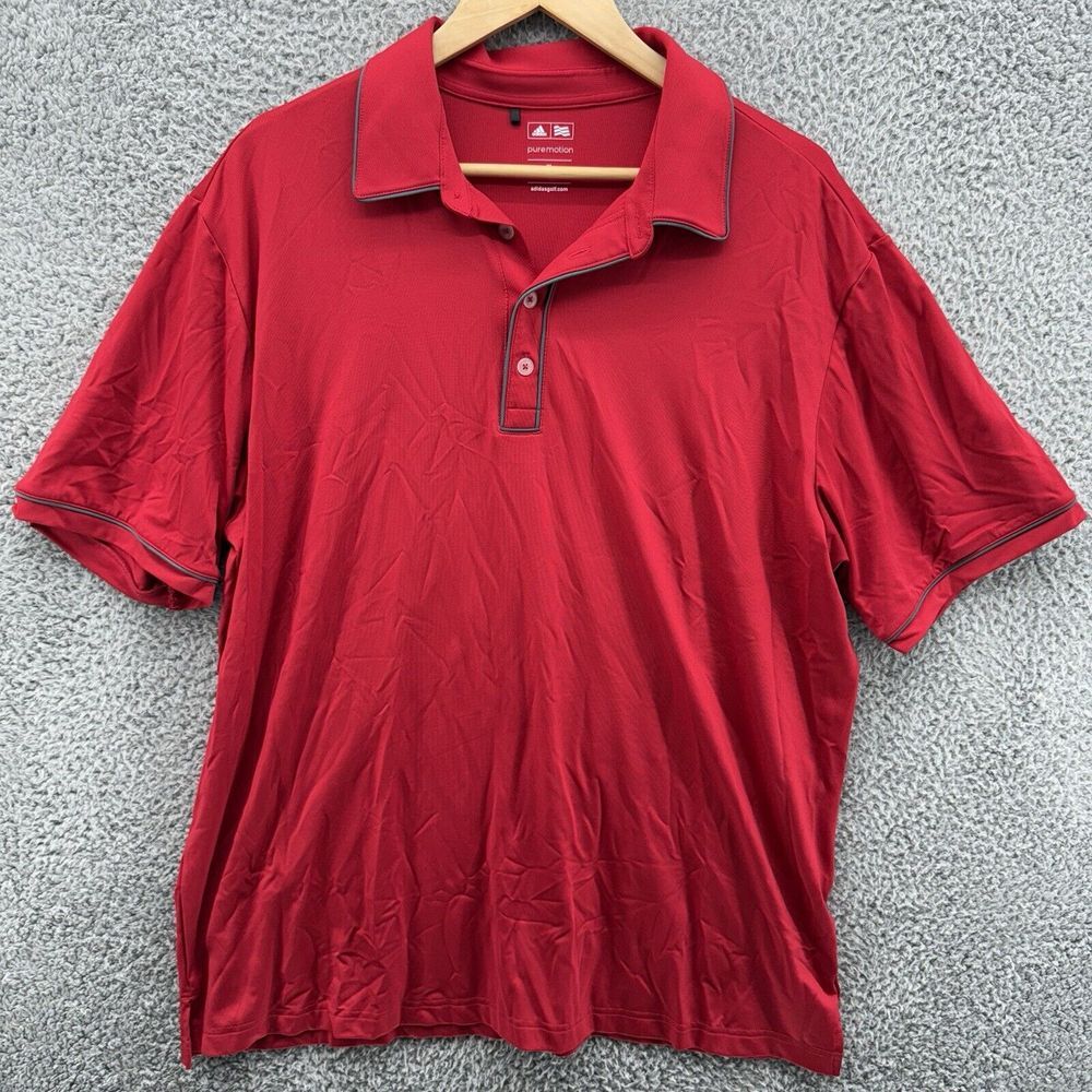 Adidas Block Red Pure Motion‎ Lightweight Golf Polo Shirt Mens XL Thick Stitch